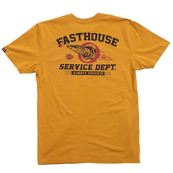 Crisp studio image on a white background of Fasthouse Ignite Tee; showing tee fit, printed graphics, and crew neckline; SKU 3210150004; Sizes: S-3XL