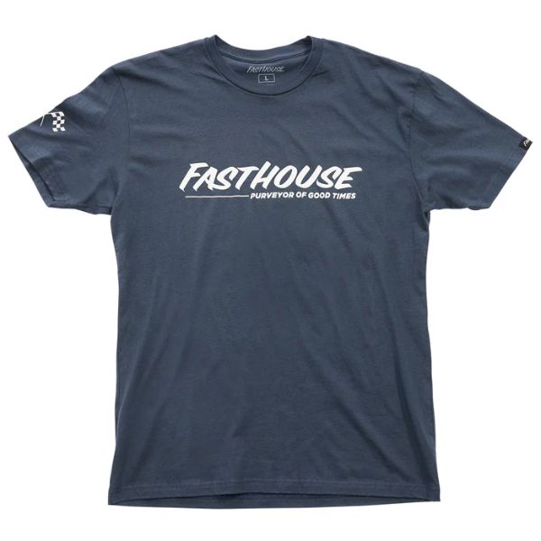 Studio photo on a white background of Fasthouse The Motto Tee; showing tee fit, printed graphics, and crew neckline; SKU 3210163004; Sizes: S-3XL