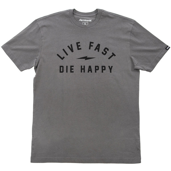 Crisp studio image on a white background of Fasthouse Wired Tee; showing tee fit, printed graphics, and crew neckline; SKU 3211980704; Sizes: S-3XL