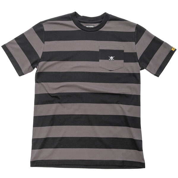 Studio photo on a white background of Fasthouse Rufus Yarn Dye Tee; showing tee fit, printed graphics, and crew neckline; SKU 34110105; Colors: Black