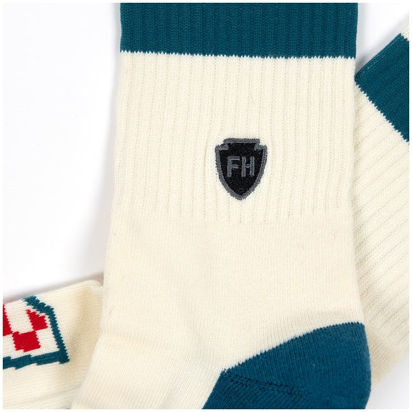 Fasthouse Heroes Crew Socks in Off White/Blue, back view