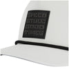 Fasthouse Pillar 110 Hat in Light Gray, front branding detail