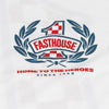 Fasthouse Heroes Tee in White, back graphic detail