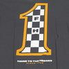 Fasthouse Heroes Tee in Graphite Black, front graphic detail
