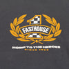Fasthouse Heroes Tee in Graphite Black, fabric and branding detail