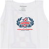 Fasthouse Heroes Tank in White, front graphic detail
