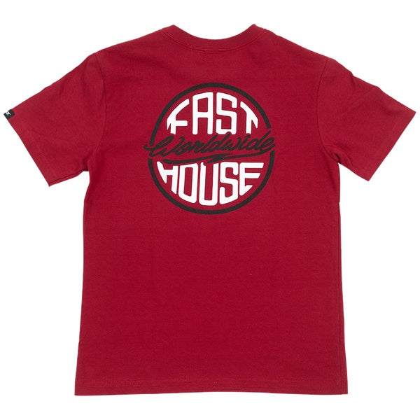 Fasthouse Squall Youth Tee in Cardinal, back view