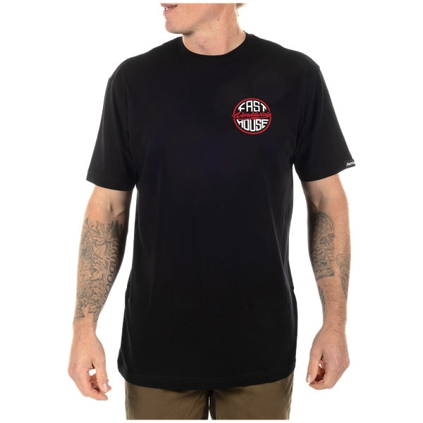 Fasthouse Squall Tee in Black, model wearing back view