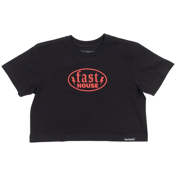 Fasthouse Strut Women's Crop Tee in Black, front view