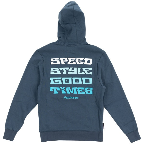 Fasthouse Pillar Youth Hooded Pullover in Indigo, back view