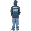 Fasthouse Pillar Youth Hooded Pullover in Indigo, model wearing back view