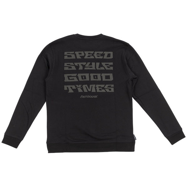 Fasthouse Pillar Crew Pullover in Black, back view