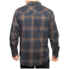 Fasthouse Saturday Night Special Flannel in Navy/Brown, model wearing back view