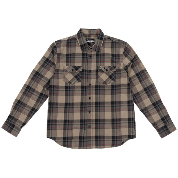 Fasthouse Saturday Night Special Flannel in Greige/Black, front view