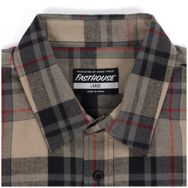 Fasthouse Saturday Night Special Flannel in Greige/Black, cuff and fabric detail