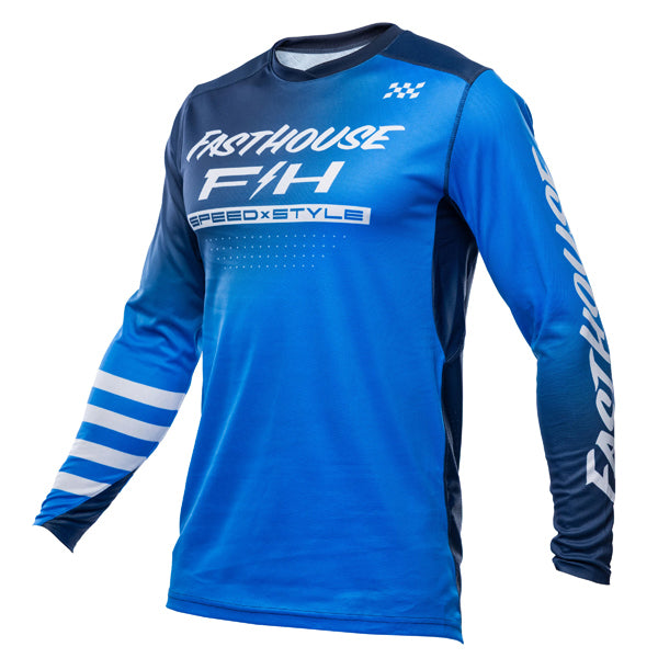 Professional studio photo of Fasthouse - Elrod Ether Jersey; showing fabric texture, panel layout, and graphics; SKU 3931302204; Sizes: S-3XL