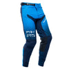 Side angle of Fasthouse Elrod Ether Pants Electric Blue and Navy, motocross pants with athletic cut and breathable stretch panels.