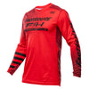 Fasthouse Elrod Ether Jersey in Red and Jester Red, motocross riding jersey front view, athletic fit dirt bike gear.