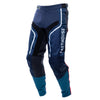 Fasthouse Grindhouse Hudson motocross pants in Blue/Red, three-quarter front view; navy with light-blue piping, teal lower legs, FASTHOUSE thigh logo.