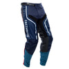 Fasthouse Grindhouse Hudson pants in Blue/Red, opposite three-quarter front view; navy panels, teal shins, reinforced knees.