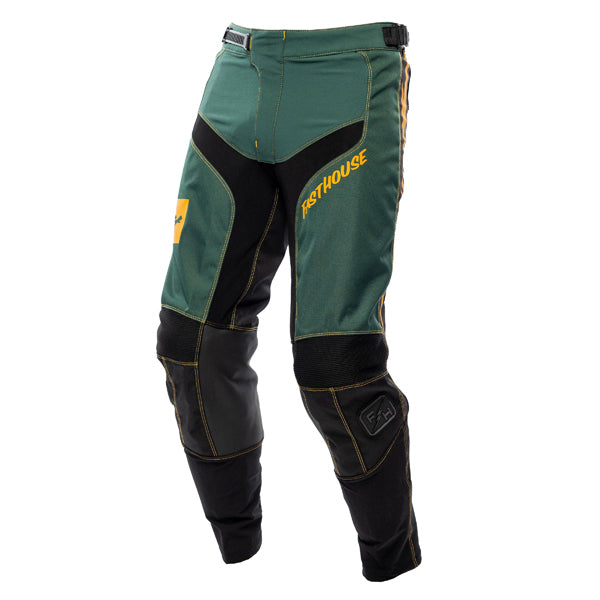 Clean studio shot of Fasthouse - Grindhouse Ramone Pants; showing panel layout, seams, and overall cut; SKU 39322045; Colors: Pine/Black; Sizes: 28-44