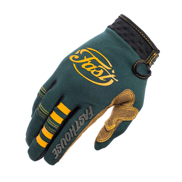 Professional studio photo of Fasthouse - Speed Style Ramone Gloves; showing stitching detail and grip areas; SKU 39305048; Colors: Pine/Brown