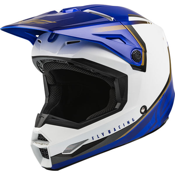 studio product photo of Fly Racing in White / Blue for motocross helmet, dirt bike, motocross, off road. SKU 73-865XS.