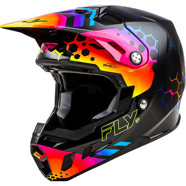 studio product photo of Fly Racing in Black/Sunset for motocross helmet, dirt bike, motocross, off road. SKU 73-433XS.