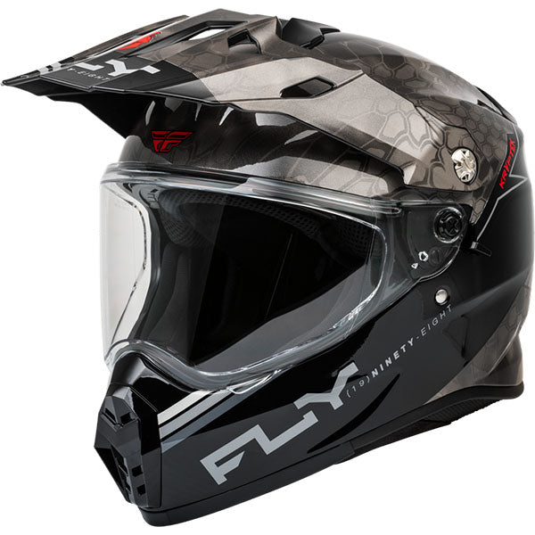studio product photo of Fly Racing in Black/Grey for motocross helmet, dirt bike, motocross, off road. SKU 73-702XS.