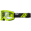 Studio view of fly-racing-focus-goggle, in Black and Hi-Vis, on a white studio background, (SKU 37-51165) | Available at BTO Sports.