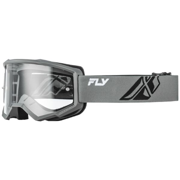 Studio view of fly-racing-focus-goggle, in Grey and Black, on a white studio background, (SKU 37-51168) | Available at BTO Sports.