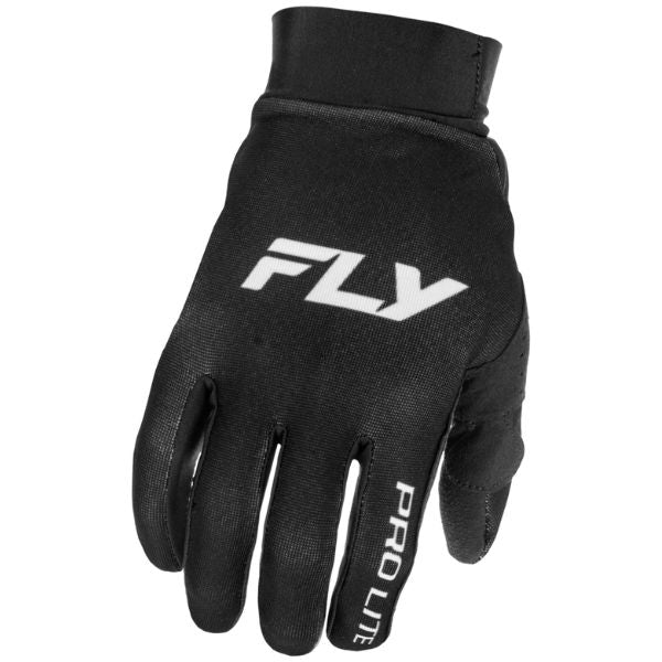Fly Racing Pro Lite Gloves front angle view Colors: Black/Wht Sizes: XS to 3X SKU:379-04 | Available at BTO Sports.
