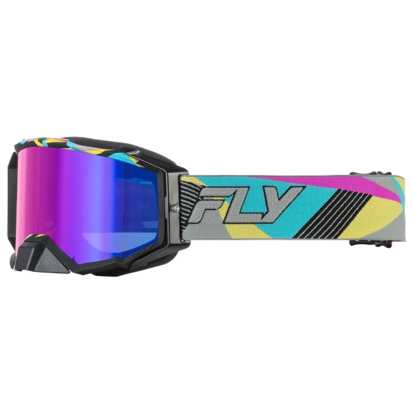 Fly Racing Zone Elite Retro Goggles Green W/ Iridescent Grn Mirror Lens