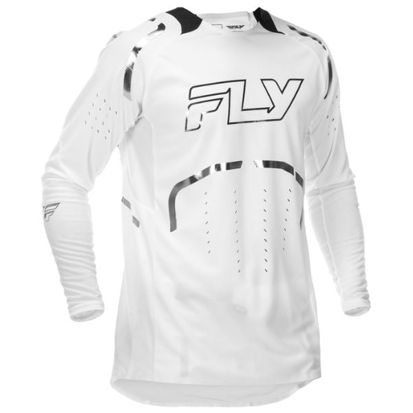 Professional studio photo of Fly Racing - Evolution DST LE Flash Jersey; showing fabric texture, panel layout, and printed graphics; SKU 379-125S