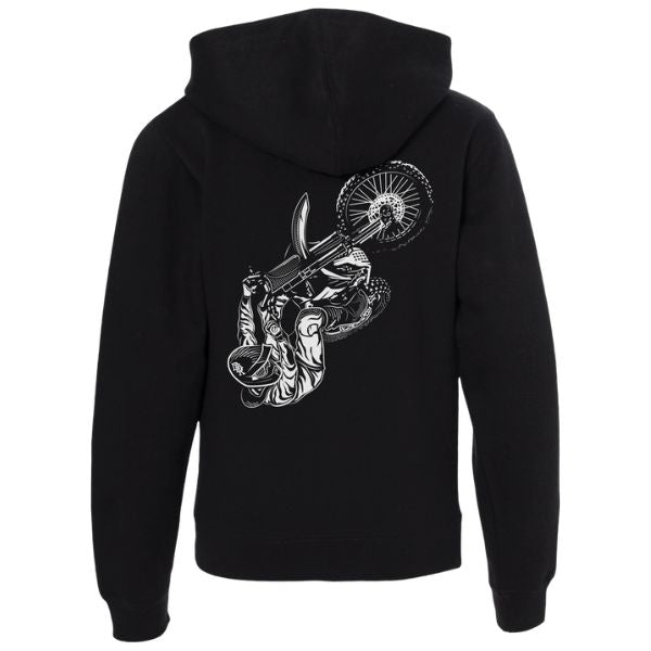 Fly Racing - DBK Wheelie Hoodie (Youth) riding shirt in Black alternate product view 2 sku 325-00086YS