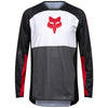 Front view of Fox Racing 180 Flow Jersey in Black/White (SKU: 33702-077), featuring sublimated graphics and mesh collar