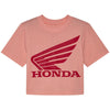 High-resolution studio image of Fox Racing Fox x Honda Baby Tee (Womens); showing tee fit, printed graphics, and crew neckline; SKU 33587-001-XS