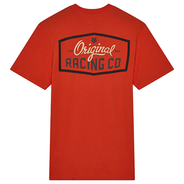 Professional studio photo of Fox Racing Original Premium Tee; showing tee fit, printed graphics, and crew neckline; SKU 33832-472-S; Sizes: S-2XL