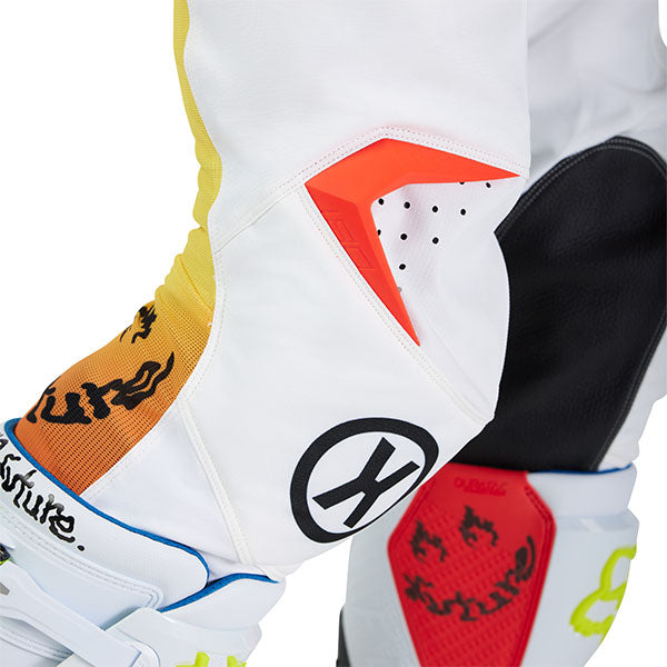 Full-body rider view wearing White Hello Future Pants (SKU: 33542-008), showing fit and mobility