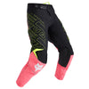 Front view of Fox Racing Youth 180 Elevated Pants in Pink (SKU: 33552-170), featuring RAP fit and bold graphics