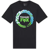 Professional studio photo of Fox Racing Kawasaki Tee; showing tee fit, printed graphics, and crew neckline; SKU 33424-001-S; Sizes: S-2XL