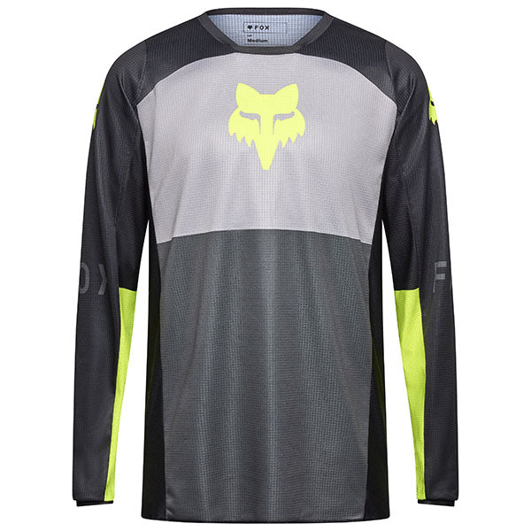 Front view of Fox Racing 180 Flow Jersey in White/Red (SKU: 33702-019), showing moisture-wicking fabric and bold graphics