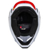 Interior view of Black/White V1 Flow Helmet (SKU: 33701-077), showing MIPS® liner and padded cheek structure, sizes XS, SM, MD, LG, XL, size XS, sizes XS to XL.