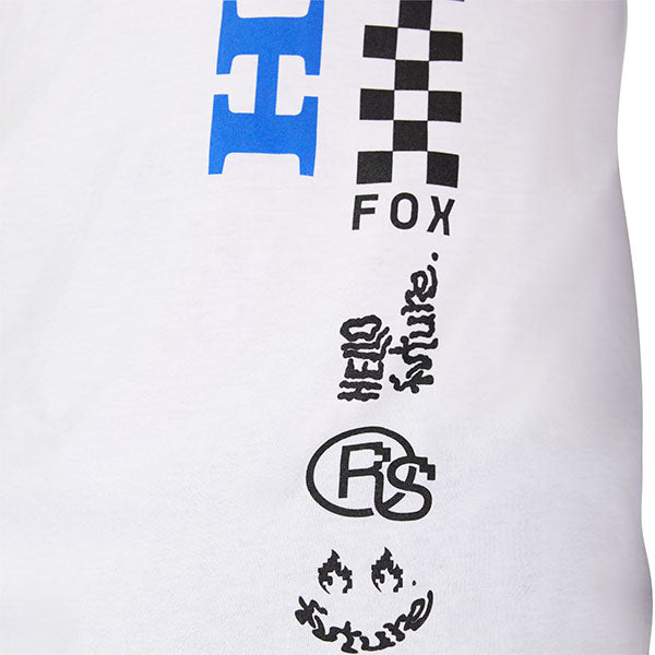 Studio photo on a white background of Fox Racing Honda Tee; showing tee fit, printed graphics, and crew neckline; SKU 33422-003-S; Sizes: S-2XL
