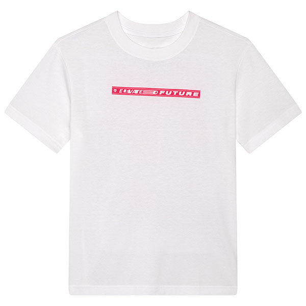 Studio photo on a white background of Fox Racing Elevated Tee (Womens); showing tee fit, printed graphics, and crew neckline; SKU 33590-008-XS