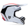 Front view of Fox Racing SKU 33701-077XS V1 Flow Helmet in Black and White (SKU: 33701-077), featuring sleek shell and white graphic accents, sizes XS, SM, MD, LG, XL, size XS, sizes XS to XL.