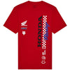 Professional studio photo of Fox Racing Honda Tee; showing tee fit, printed graphics, and crew neckline; SKU 33422-003-S; Colors: Red, Black, Optic White