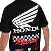 Clean studio shot of Fox Racing Honda Oversized Tee; showing tee fit, printed graphics, and crew neckline; SKU 33421-001-S; Colors: Black; Sizes: S-2XL