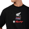 Studio photo on a white background of Fox Racing Honda Oversized Tee; showing tee fit, printed graphics, and crew neckline; SKU 33421-001-S; Sizes: S-2XL