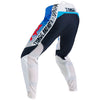 Left side profile of Fox Racing 360 Fade Pants in White and Blue (SKU: 33541-059), highlighting TruMotion® stretch zones